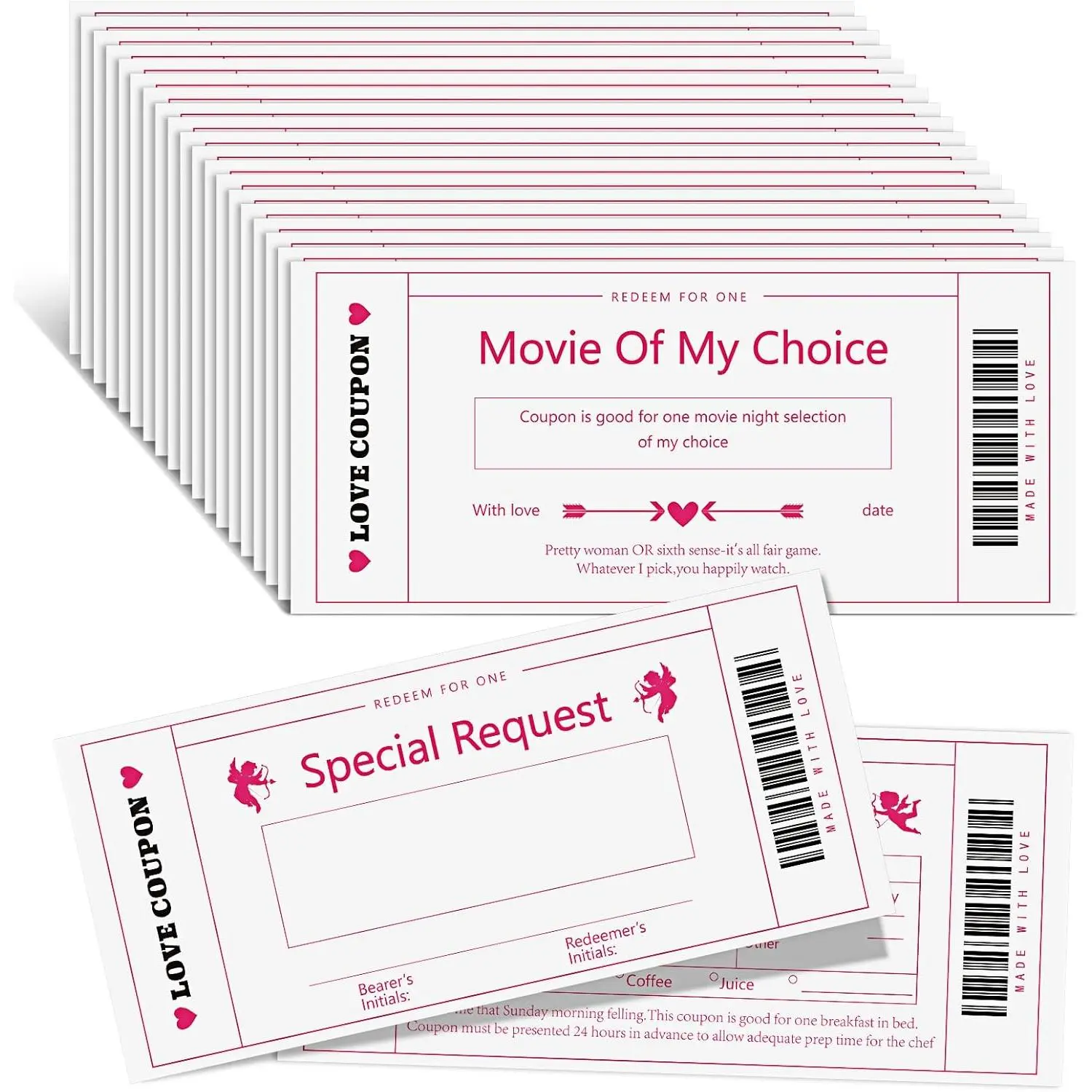20 count Love  Romantic Vouchers for Fun Sweet Couples  Couple Birthday Card for Husband Wife Boyfriend or Girlfriend Couples Valentines Day,christmas,anniversary(White)