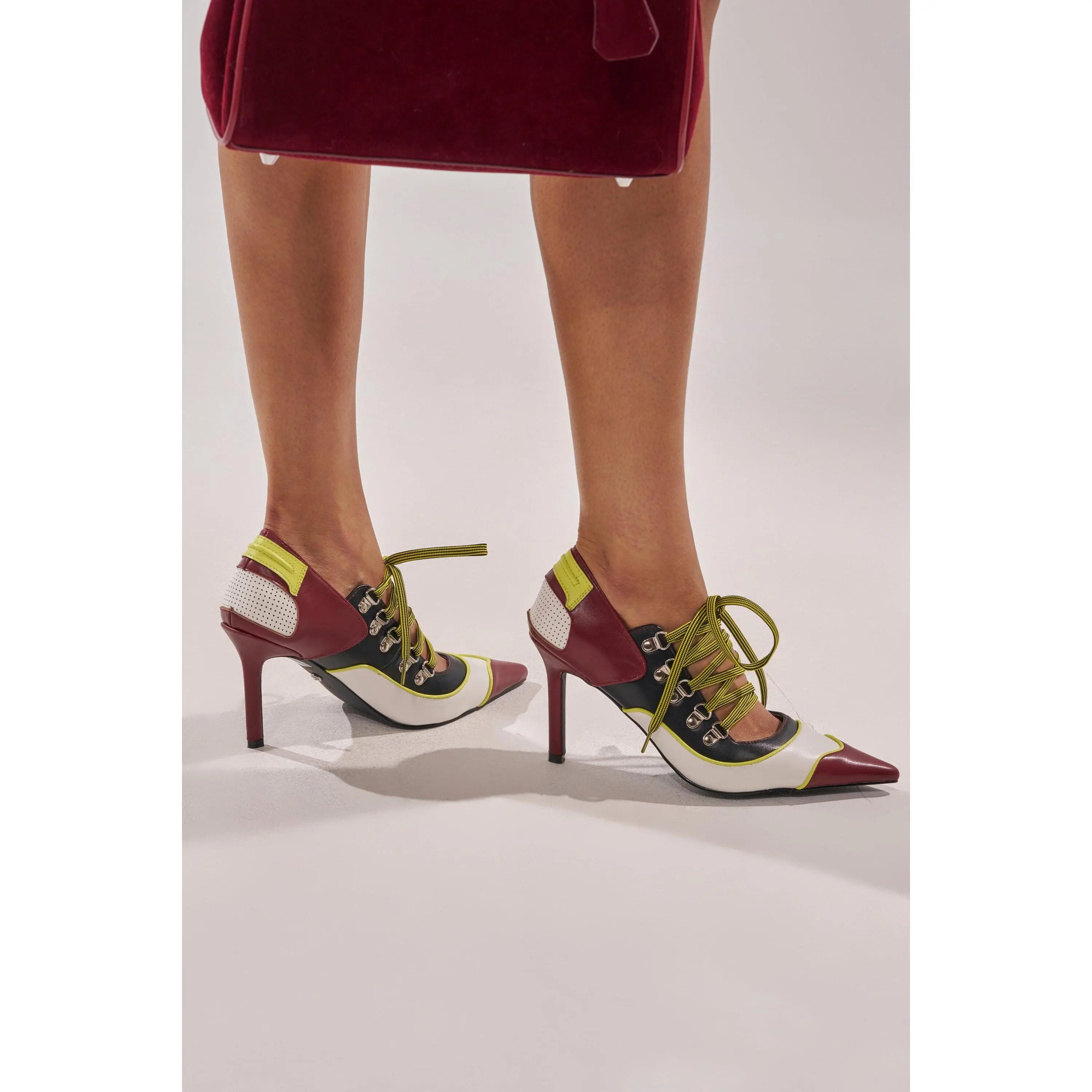 AZALEA WANG BLITZ MULTI COLOR LACE UP STILETTO PUMP
