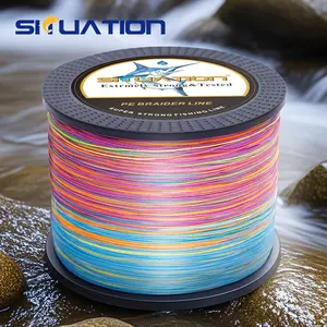 SIIUATION 300M-328YDS super strong fishing line, 4 strands of multi thread PE wear-resistant braided wire, 12 25 40 60 80 100 pound smooth long throw