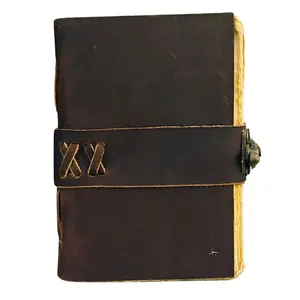 Small Vintage Leather Journal - 4" x 6" book of spell Handmade Leather Bound Vintage notebook- Mini Book of Shadows Journal asethetic Travelers Scrapbook Pocket Sketchbook Leather - Lock Closure - 200 Pages