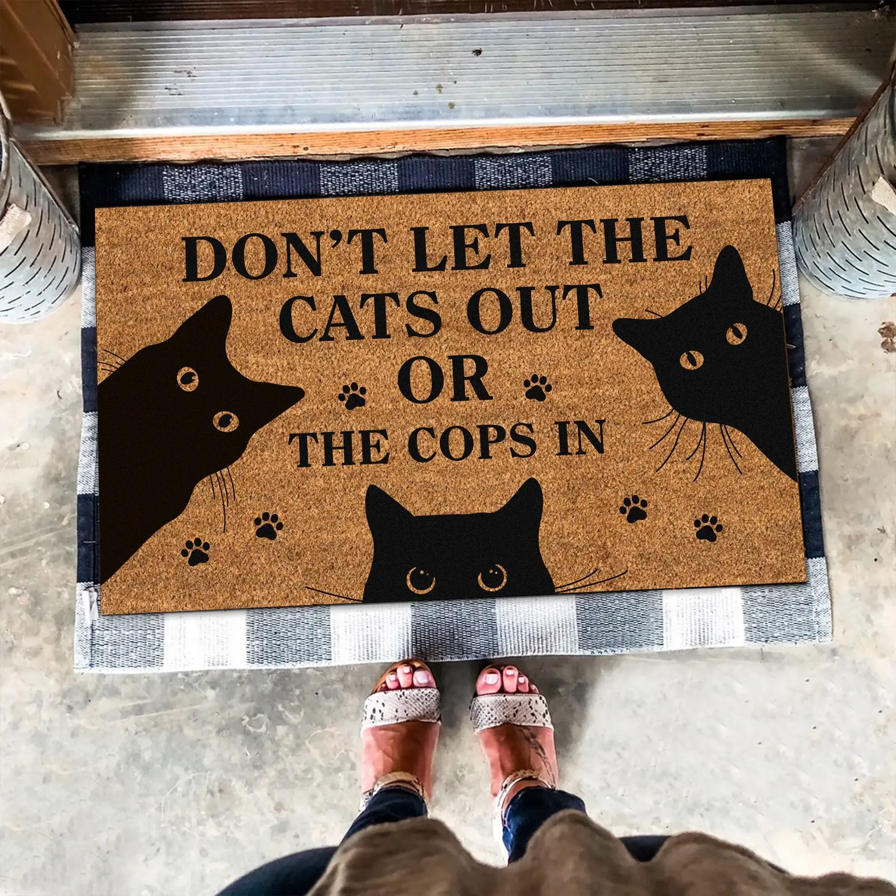 Cat Pattern Welcome Door Mat, Non-slip Floor Mat, Washable Decorative Carpet for Home Living Room Bedroom Kitchen, Home Decor, Non Slip Rugs, Non Slip Doormat, Entrance Rug, Anti Slip Rugs