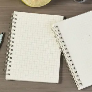 Metal Coil Notebook with Folder, Grid Core, Simple Design, Portable Waterproof, School Office Stationery Supplies, Home Life Essential