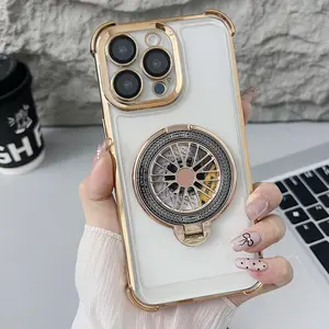 Phone Case with Rotating Gyro Stand, 1 Count Anti-drop Cellphone Protective Case, Shockproof Mobile Phone Cover, Lightweight Protective Cover for iPhone 15 14 13 12 Series iPhone 16 Series Accessories Phone Guard Smartphone Protection Casing