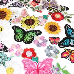30pcs Butterfly Flower Embroidery Patches, Sewable Iron-On Self-Adhesive Appliques, DIY Handmade Clothing Accessories Decorations