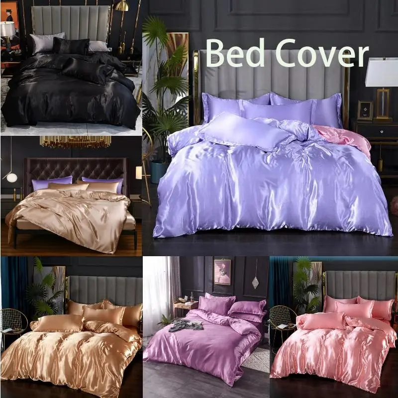 Feelyou Silk Duvet Cover Set - Luxury Soft Reversible Breathable, Zipper-Closure Machine-Washable Microfiber Bedding Sets, Bedroom Decor Items (No Comforter), Breathable Duvet Set