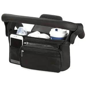 Stroller Hanging Storage Bag, Multi-Functional Diaper Box with Insulated Cup Holder, Large Capacity, Portable Polyester Design, Multifunctional Diaper Bag
