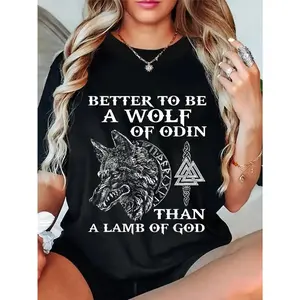 100% Cotton Unisex WOLF OF ODIN - NORSE MYTHOLOGY Gift VIKINGS T-Shirt Casual Graphic Printed Tee