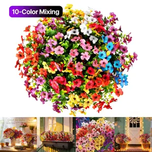 DLDA 10-Pack Artificial Flowers UV Resistant Realistic Faux Florals for Garden Patio Porch Decor 10 Unique Colors Detachable Leaves Branches Weatherproof Low Maintenance summerwins