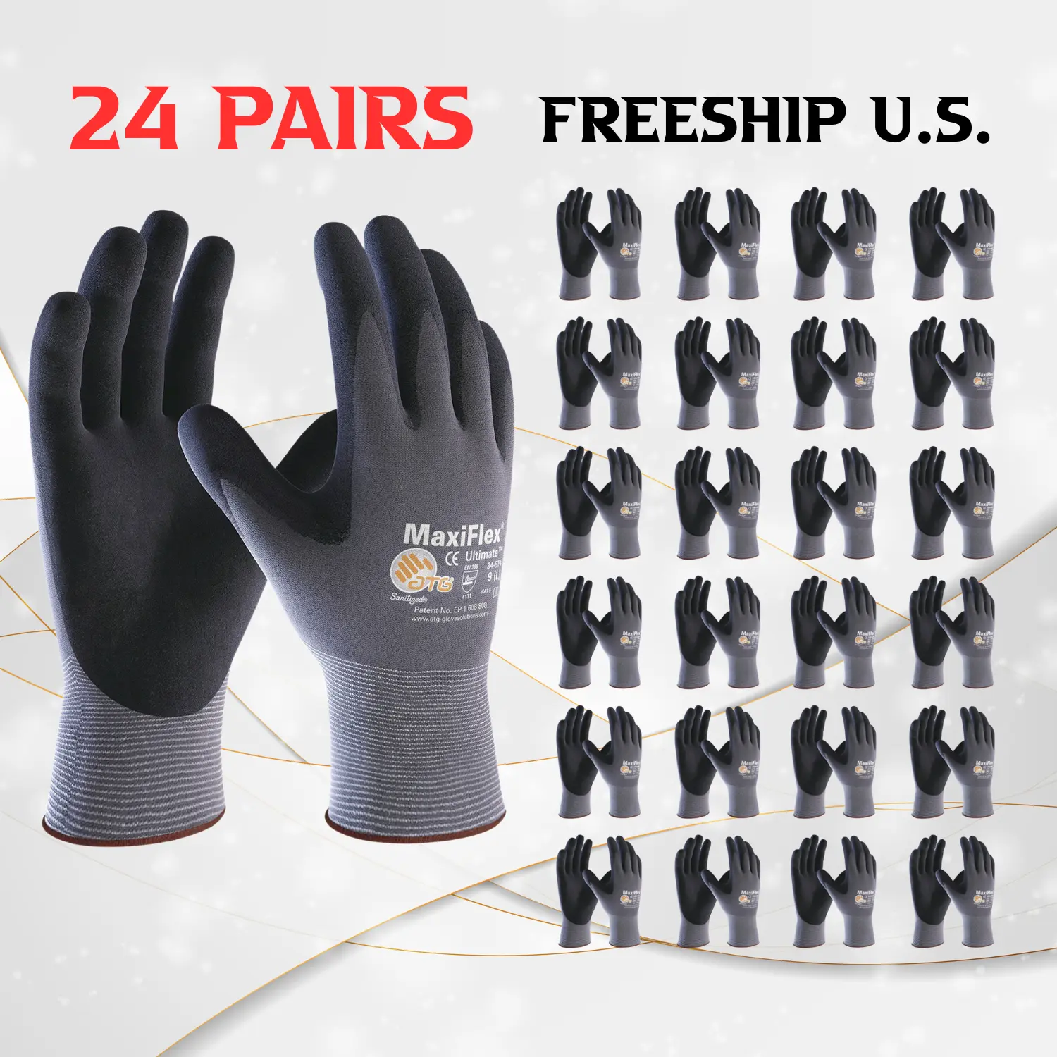 12/24 Pares Guantes Para Trabajo, MaxiFlex Foam Work For Men & Women, Enhanced Grip Maxi Flex Nitrile Gloves C, Durable for Precision Outdoor Tasks, Machine Washable Construction Gear Safety