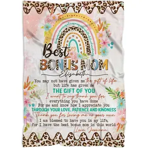 Gifts for Bonus Mom from Daughter Son, To My Bonus Mom Blanket, Thank You Gift, Gifts for Stepmom Mother in Law Boyfriend Mom, Meaningful Gift for Mother Day Birthday Thanksgivin