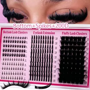 4 in 1 Lash Clusters 200D Long 6-20mm Lash Spikes, Lower Eyelashes Reusable Bottom DIY Spiky Lash Extension, Manga Clusters, Fluffy Cluster Lashes, Eyelash Extensions