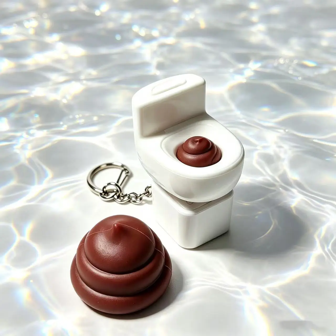 Toilet Button Keychain with 4 Sounds & Light Fidget Toy/Charm