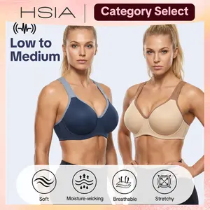 HSIA ComfyArc Hybrid Sports Bra - Activewear, Workout Bra for Plussize Women, Soft Support, Non-Padded, Unlined, Full Coverage, Wide Strap, Outside Underwire, Everyday Womenswear Training Bra Summer Athletic Wear，  #summerwins