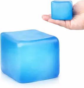 Cube Squishy  Balls  Ice Cubes Squishy Fidget Toy for Your Best Mellow and Chill Square Shape with Filling in Blue for All Age,Sensory Fidget Toy, Blue, Stress Relief Cube, Squishy Gel Texture, Calming Tactile Tool