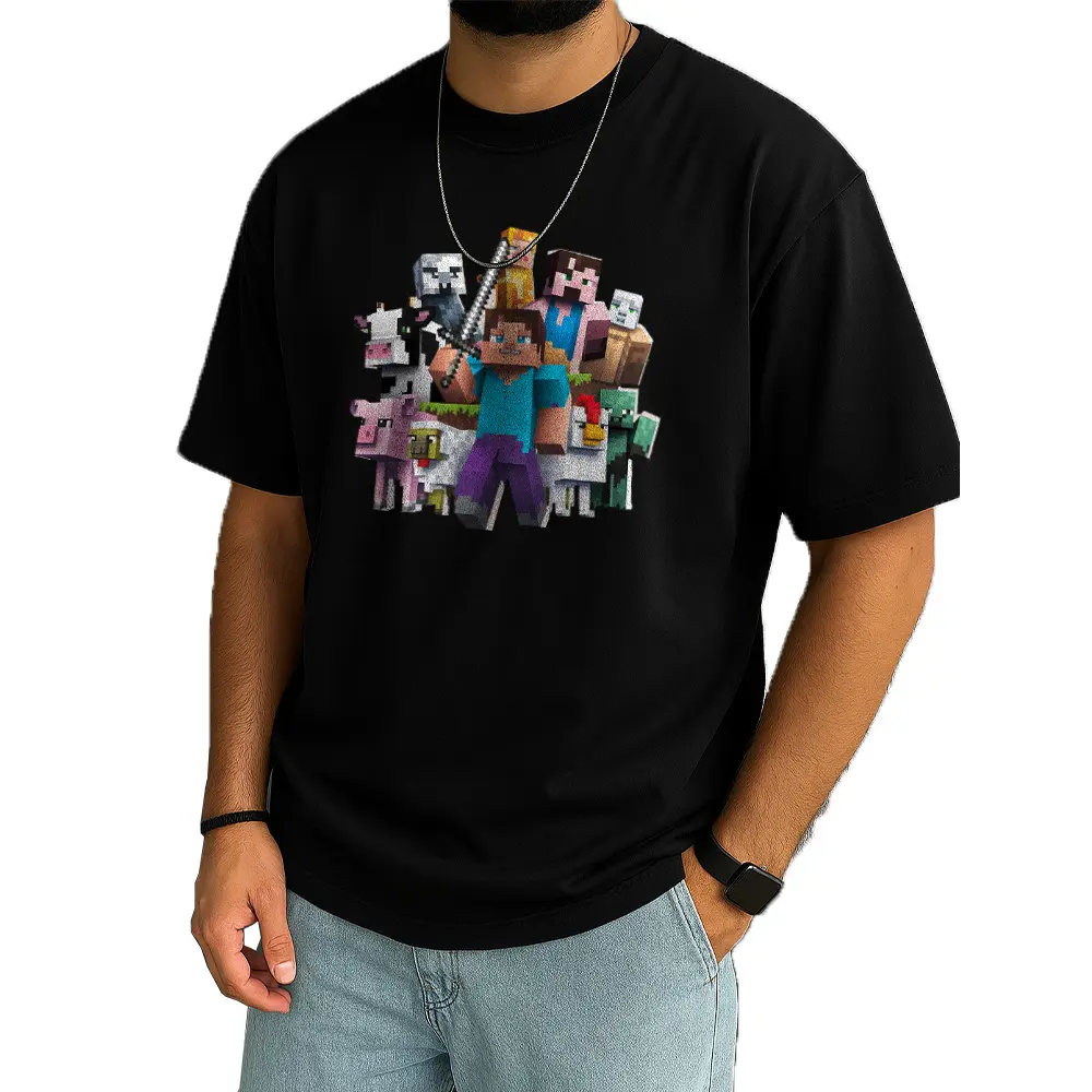 Squad Up Minecraft T-Shirt – Funny Creeper, Pig & Steve Tee for Gaming Fans