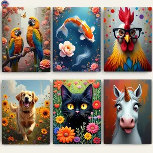 DIY digital painting kit  framed and fraDIY digital painting kit   framed and frameless  suitable for easy painting of all ages  gift box with brushes  acrylic paint  linen canvas  animal digital painting