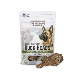Canine Treats 5 Duck Heads for Dogs Natural Single Ingredient Chewy Digestible Low-Fat Dehydrated Dog Treats for Training Enrichment Teeth Cleaning US Made