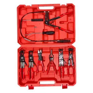Automotive Repair 8-Piece Hose Clamp Set Straight-Action Throat-Clamp Type for Water Hoses Oil Lines & Brake Lines Long Reach Pliers Spring Tool Kit wire jaw swivel cartool