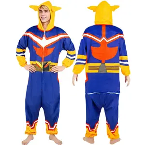 MHA Cosplay Costume, All Might Cosplay Costume Onesie, Anime Izuku Midoriya Teacher Flannel Pajamas for Halloween