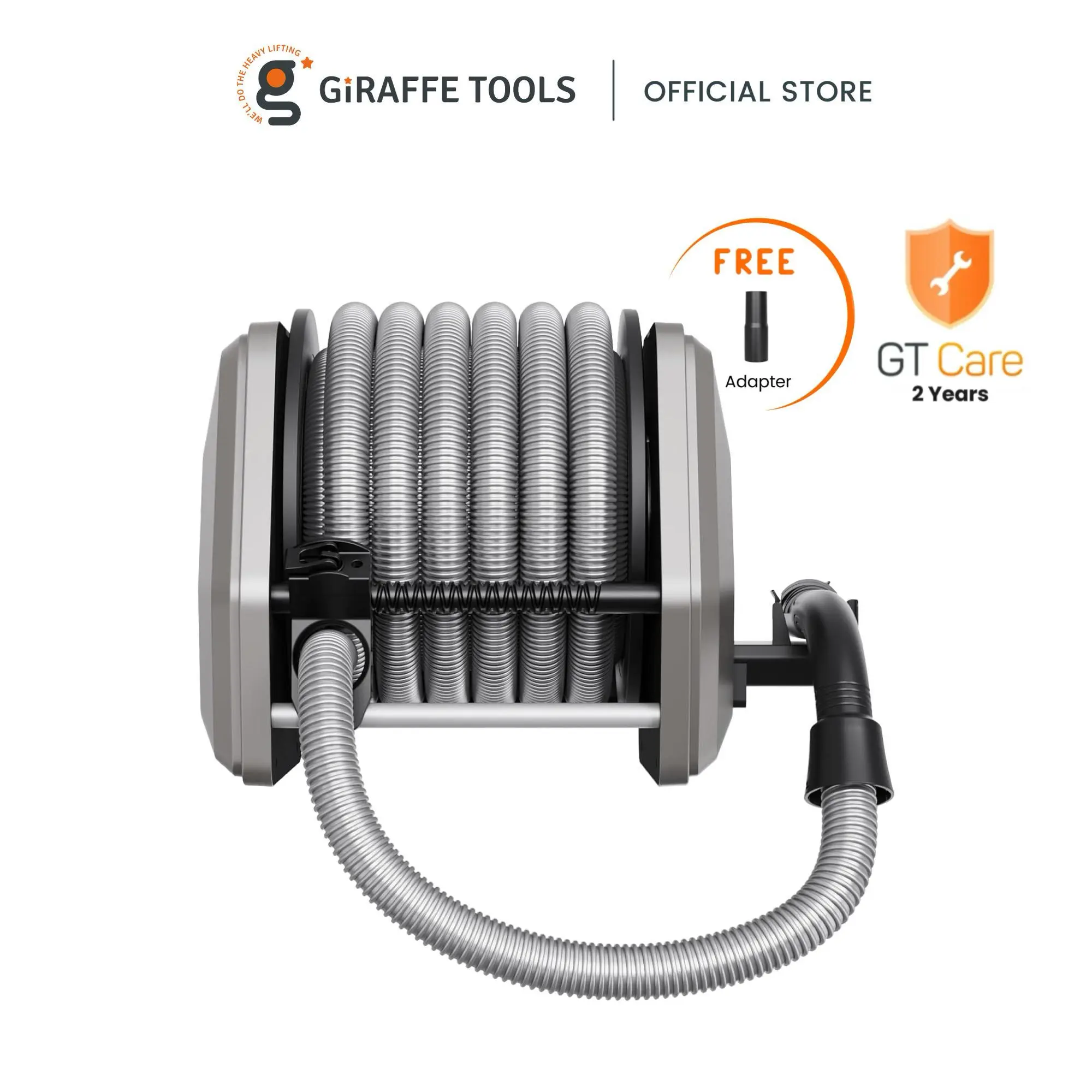 【FallDealsForYou】Giraffe Tools Wall-mounted Retractable 30FT Replaceable Vacuum Hose Reel, Fit all Wet/Dry shop vacuum with hose ≤ 1-1/4'' or 32mm for Garage Cleaning Storage, Locks at any length, Hose Only No Suction, 2-Year Warranty