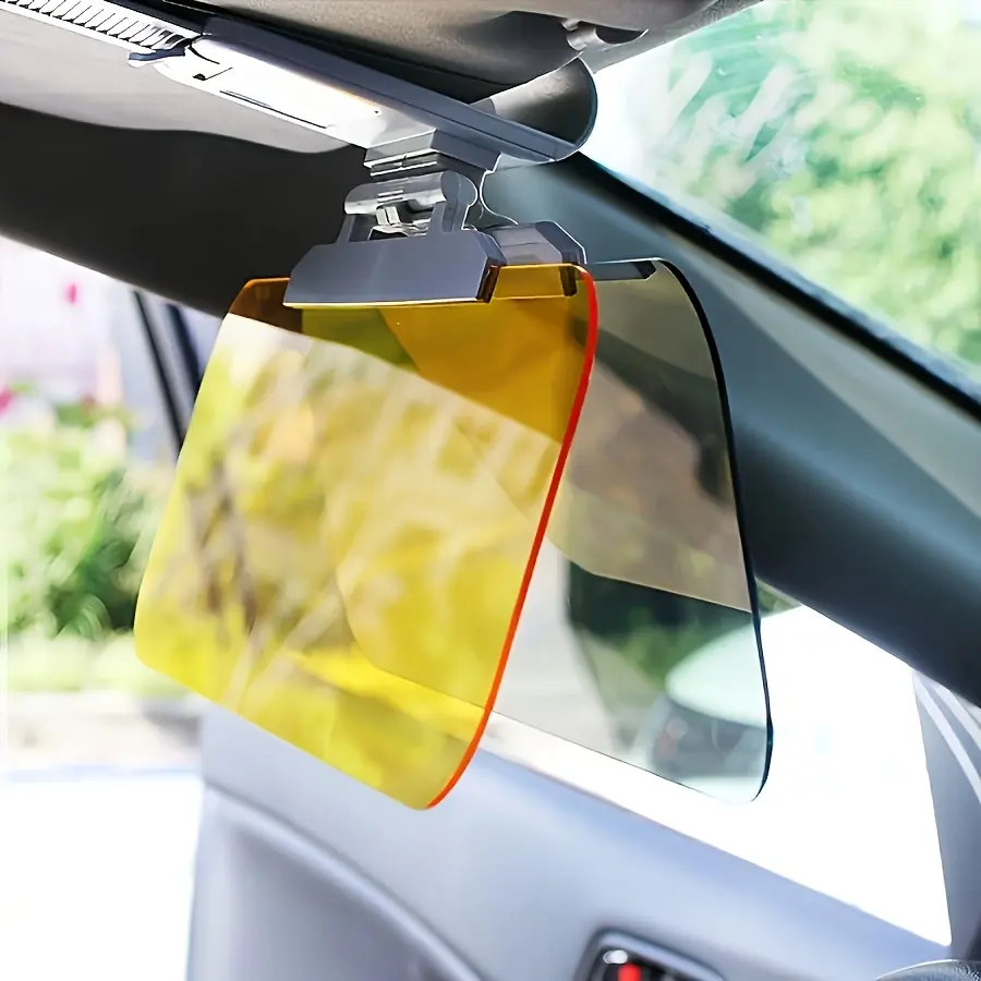 Car Windshield Sun Visor - Vinyl 2-in-1 Day-Night Anti-Glare, Anti-UV HD Automobile Sunshade with 50% Longer Attachment, Anti-Scratch Material