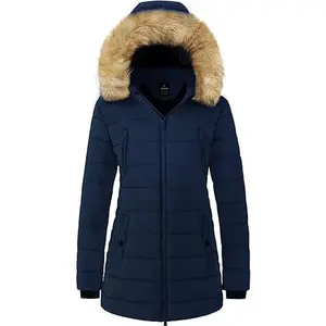 Women's Warm Winter Coat Heavy Puffer Jacket Parka with Trimmed Hood Womenswear Tops Fitted Outerwear  Lady Long Sleeve windbreaker jackets