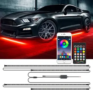 RGB LED Car Interior Lights, Smart APP Control Bluetooth, Music Sync Mode, 16 Million Colors, 2-Line DIY Multicolor Ambient Lighting Kit, 12V Plug-in Installation (No Cutting Wires)