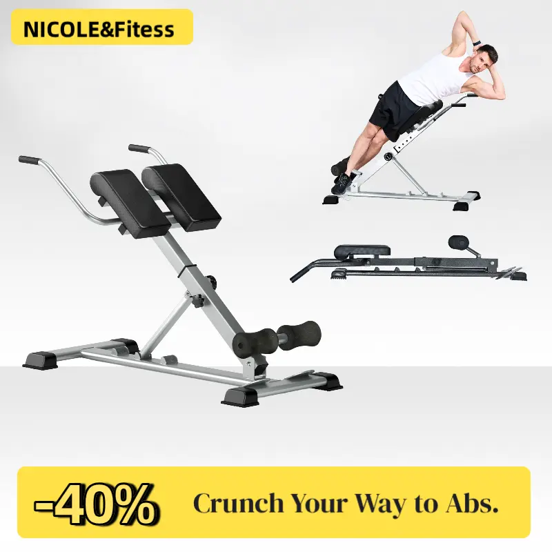 【NICOLE SELECTION】Roman Chair Back Extension Machine Heavy Duty Steel Frame Adjustable 3 Angles & 7 Height Ranges Foldable Home Gym Equipment for Hamstring Glute and Lower Back, 40JYPSMK-B18, For Christmas Gifts