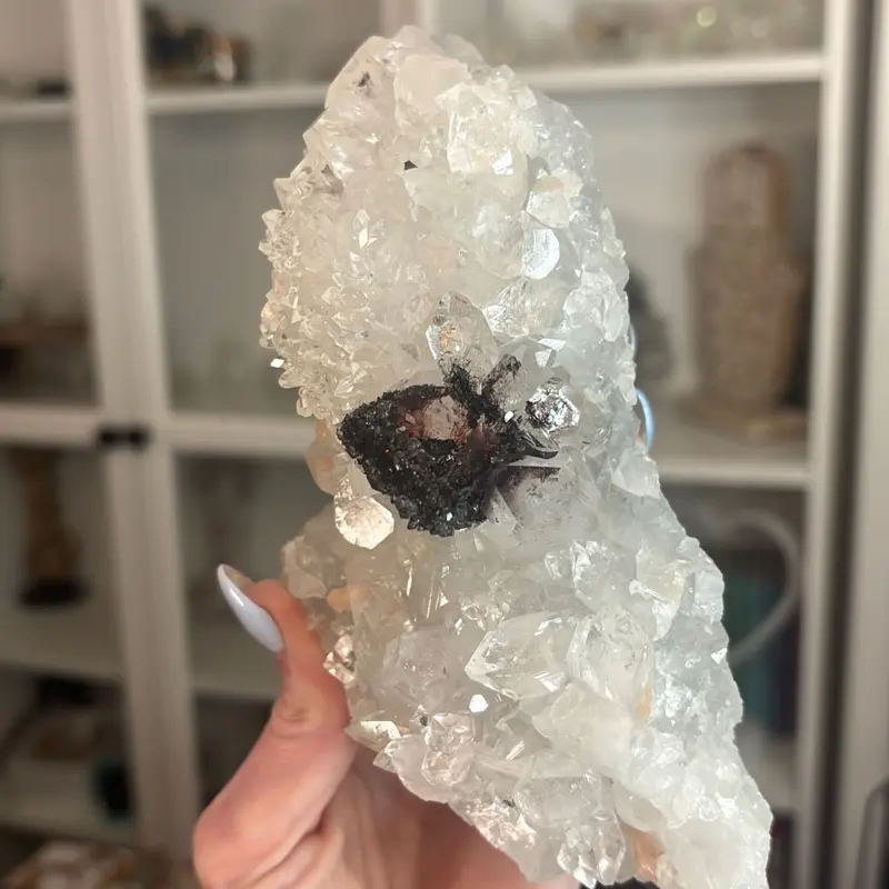 Rare Apophyllite with dark red Hematite formation