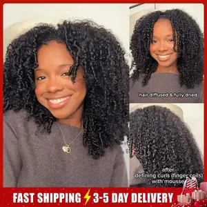 [WEAR GO HALF WIG] ISEE HAIR Invisible Hairline Wear Go Afro Curly Hair Half Wig Glueless Human Hair Wigs Seamless Flip Over Wig Beginner Friendly Vacation Hair #TikTokShopSpringGlowUp