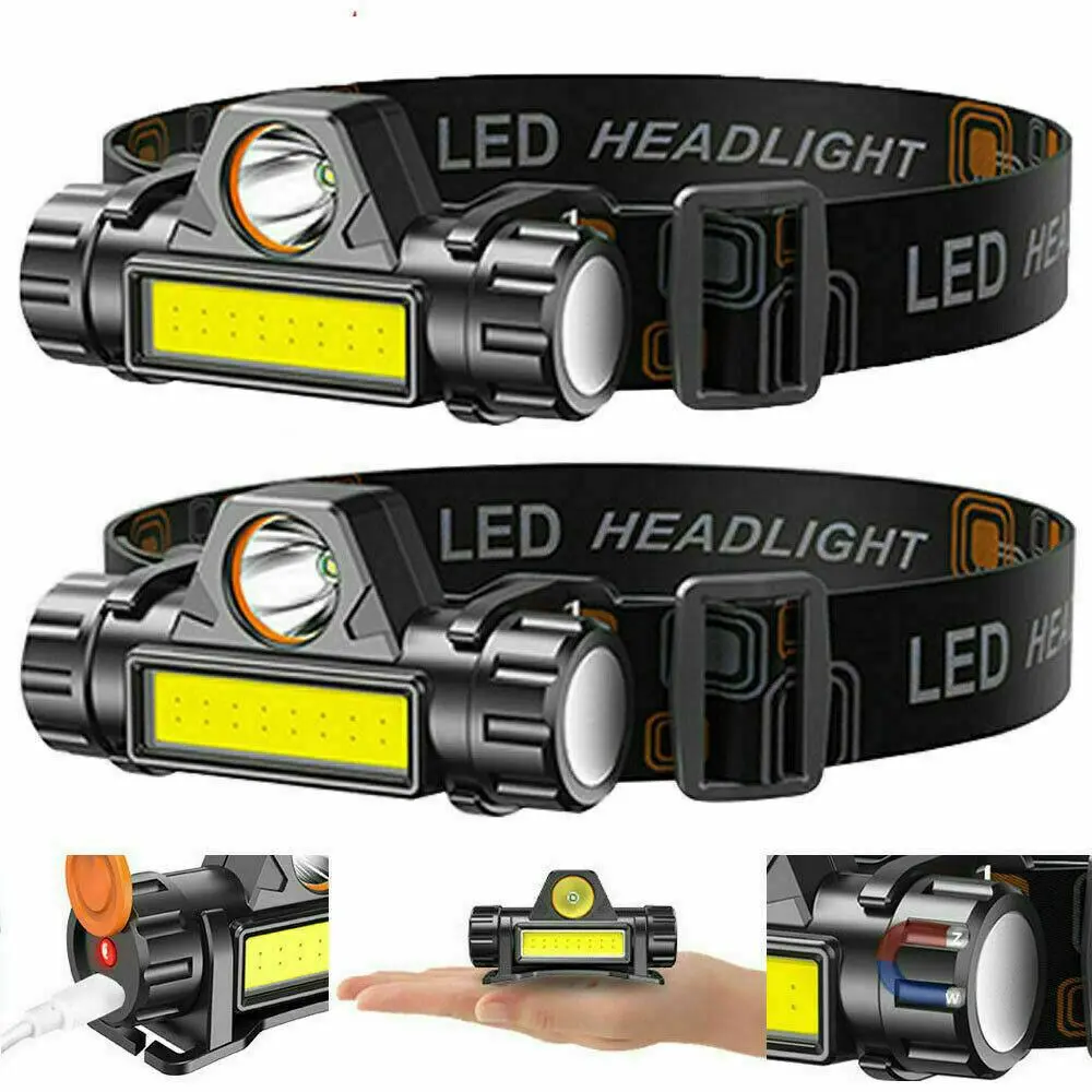 Rechargeable Forehead Head Light Outdoor - Night Walking Construction Headlamp USB High Lumens Waterproof LED Lights Rotation Adjustment Modes