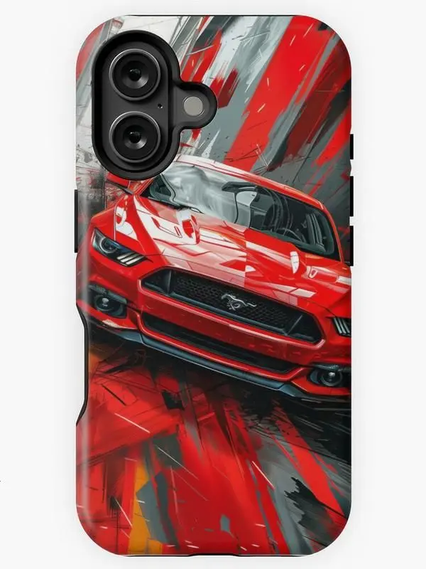 Ford Mustang GT Illustration Phone Case Compatible with iPhone 7, 8, X, 11, 12, 13, 14, 15, 16 17 & Samsung Galaxy S21, S22, S23 & S24 S25 series