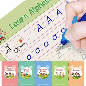 Reusable Magic Writing Book Set, 5 Counts Handwriting Practice Book with 10pcs Refill & 2 Counts Gripper & 2 Counts Pen, Perfect Learning Supplies, School Supplies