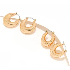 Joan Rivers Set of 2 Shrimp Hoop and Round Rib Earrings