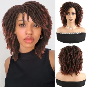 Loc Wigs for Black Women Dreadlock Fake Dreads Faux Locs Wig 350 Color 14 Inch Dreadlocks Afro Short Braided Wig Short Curly Braided Afro Twist Wigs for Black Women Braided Bob Crochet Dreadlock