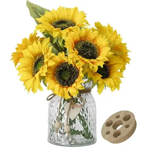 Artificial Sunflowers  with Vase,  Bouquet for Sunflower Decor,Sunflower Kitchen Decor,Silk  for Home Decor Living Room,Flower Centerpieces for Tables,Office Decor,Boho Decor
