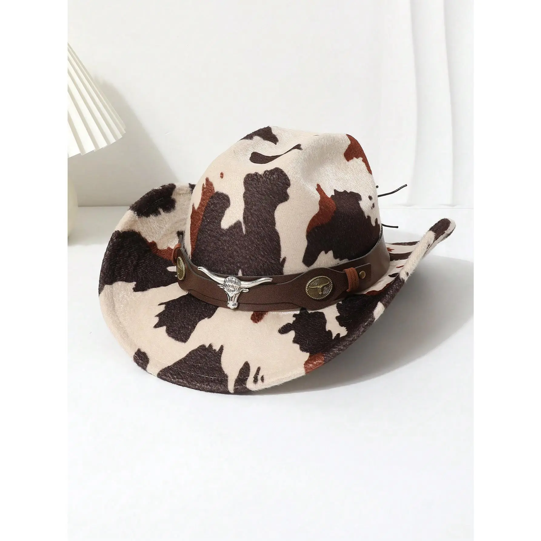 DealsForYouDays Cowboy Hat Cow Print Western Trendy Metal Bull Hatband Party Cowgirl Hats Vacation 2026