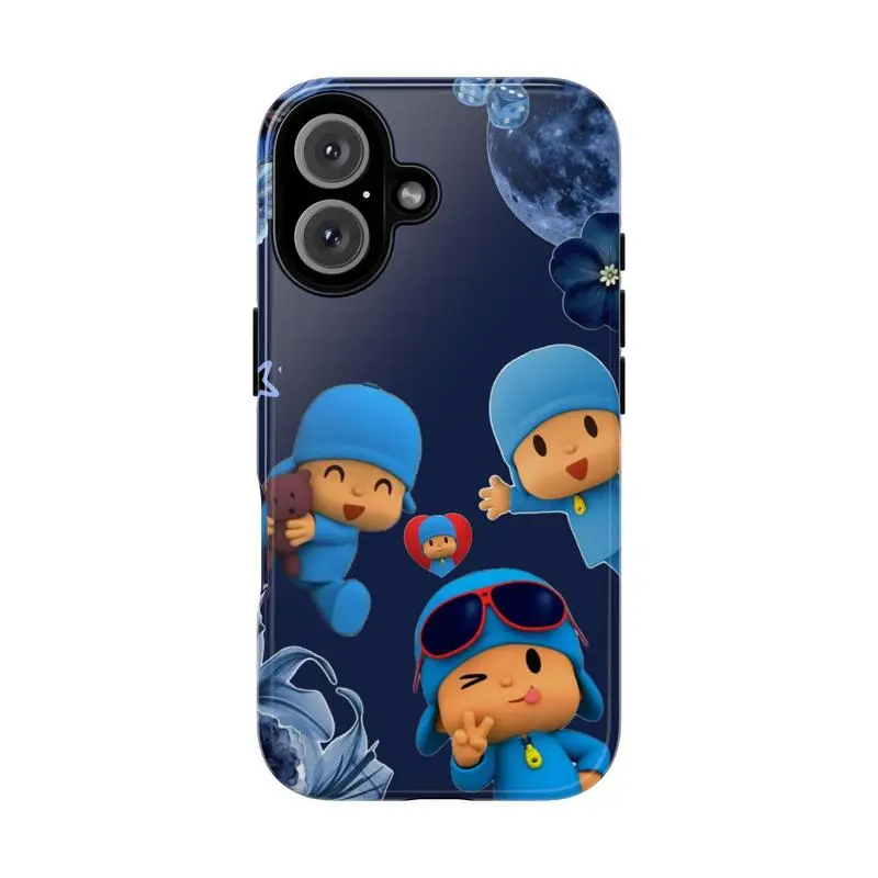 Cute Pocoyo Cartoon Protective Smartphone Case - Blue Premium Matte TPU Slim Cover, Shockproof, Anti-Fingerprint, Camera-Secure, Precise Cutout for iPhone 12-17 (Pro Series) & Samsung S22-25 Mobile Accessories, Casing