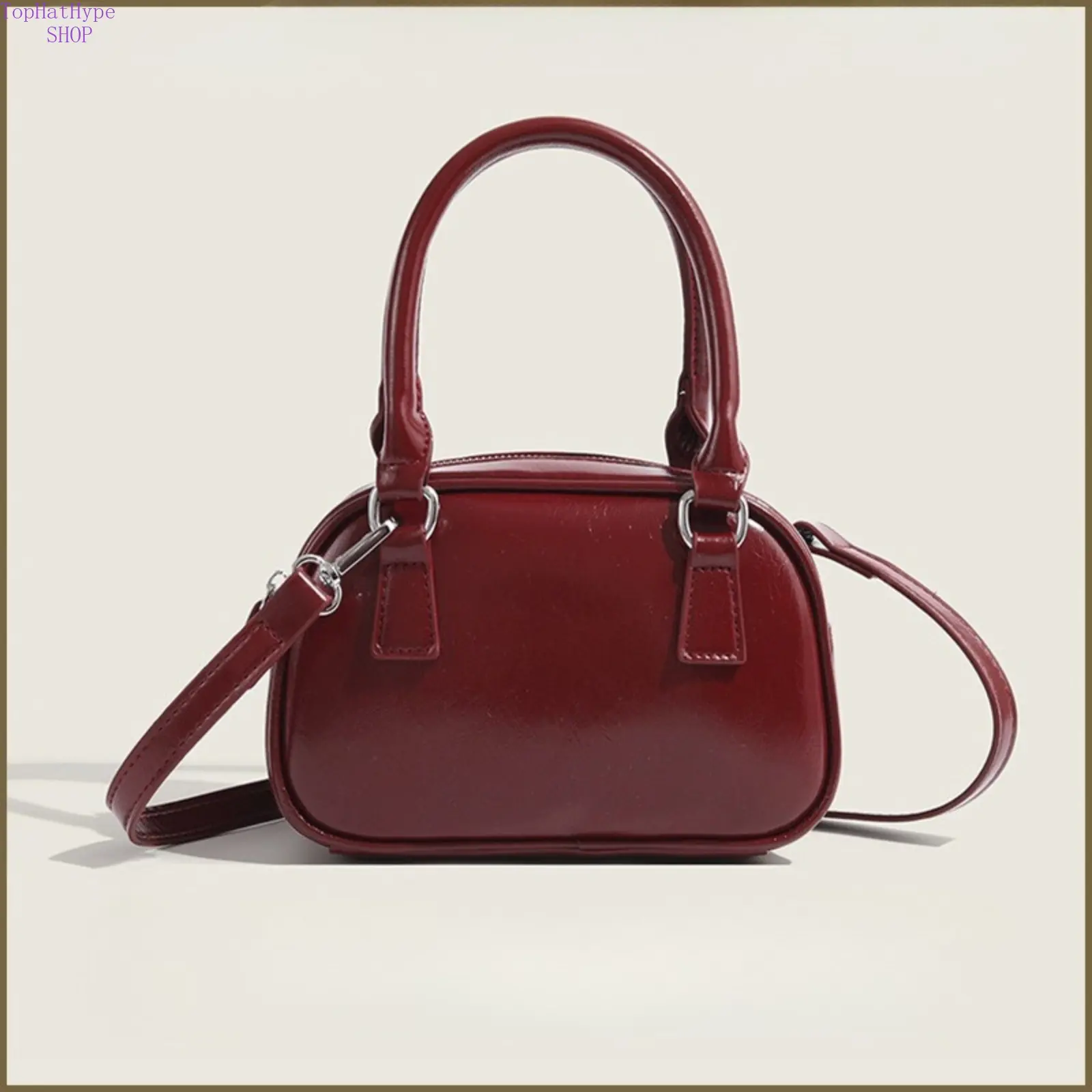 Women's New Retro Red Underarm Bag - Elegant Bowling-Style Shoulder Bag, Korean Minimalist Small Square Top-Handle Purse, Light Luxury Versatile Crossbody Design, Ideal for Daily Commute, Parties, Purse Shoulder Bag