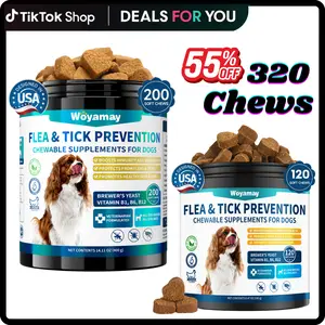 Woyamay Flea & Tick Prevention for Dogs, 200 Ct Chewables Support Skin&Coat Health with Fish oil, Omega-3, Multivitamin, Natural Dog Flea and Tick Chews for All Breeds & Sizes, Chicken Flavor #Summervibes #petlovers