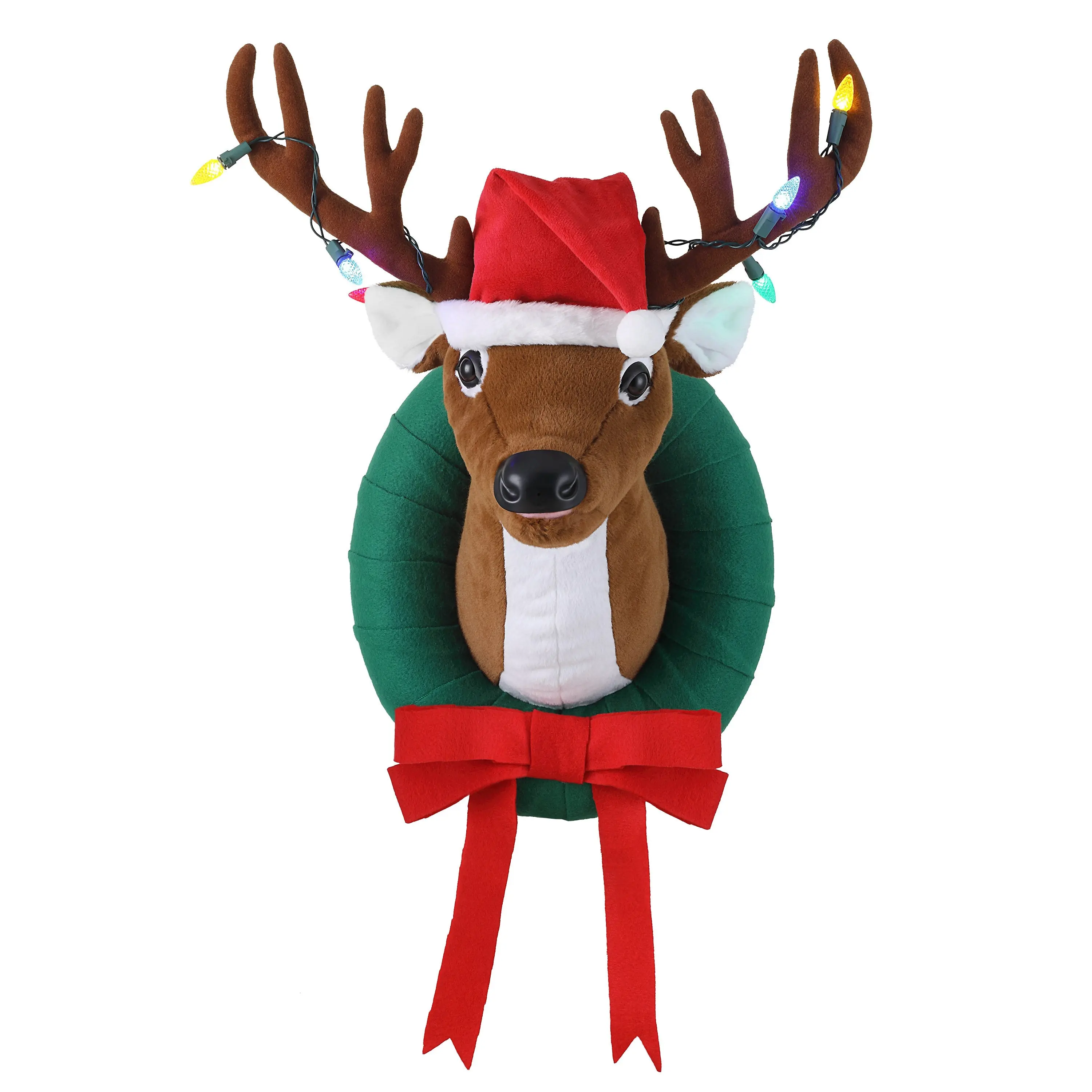 17 in. Animated Singing Reindeer Christmas Decoration, Festive Home Supply with Hat & Hook, Ideal Holiday Gift