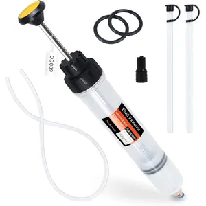 500CC Automotive Fluid Extractor with 39'' Long Hose & ExtensionTubes, Portable Oil Extractor Pump for Oil Change, Large Fluid Pump with Clear Scale & Transparent Body for DIY Maintenance