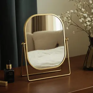 Metal Vanity Mirror Arched Dressing Mirror Home Decor Mirror with Storage Drawers for Bedroom Bathroom Dressing Table Organizer Cosmetic Storage