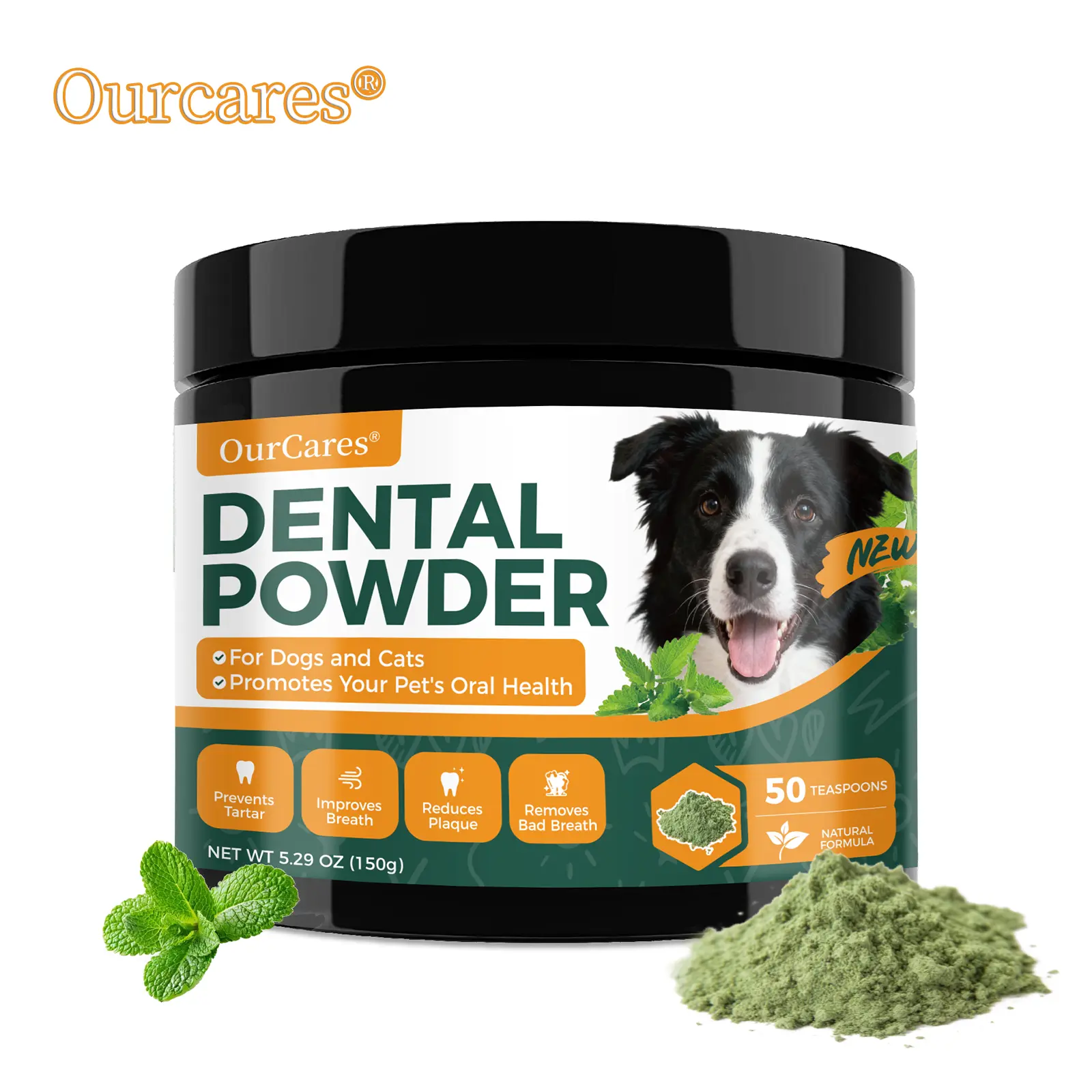 OurCares Dog Teeth Cleaning Powder (Peppermint Flavor) – 150g | With ...