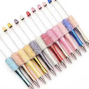 10PCS Beaded Pens,Sugar pens, Set of 10 Assorted Colors, Black Ink, Durable Plastic, Easy to DIY, Fun and Creative Gift for Home Office School Business Gradient Beaded UV Electroplated Pen bubble  gum  beads plastic ballpoint pen