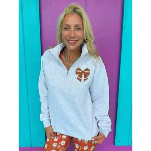 Football Embroidered Bow Quarter Zip