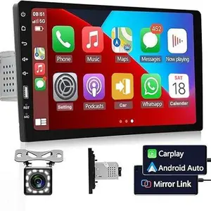 【Roinvou】Single Din Carplay Car Stereo with Android Auto, 9" HD Touchscreen Bluetooth Car Radio Supports FM/AM Radio Mirror Link SWC,Car Audio Receivers with Backup Camera/USB