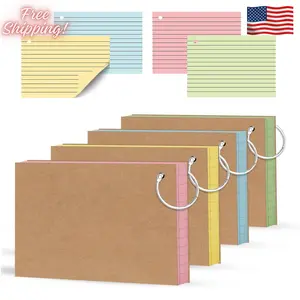 200 Count Colored Index Cards 3x5 Inch，Flashcards with Ring 4 Color