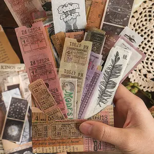 Vintage Artistic Journal DIY Sticker Pack, 40 Sheets Random Colors Paper Stickers, Retro Handmade Diary Decoration Supplies