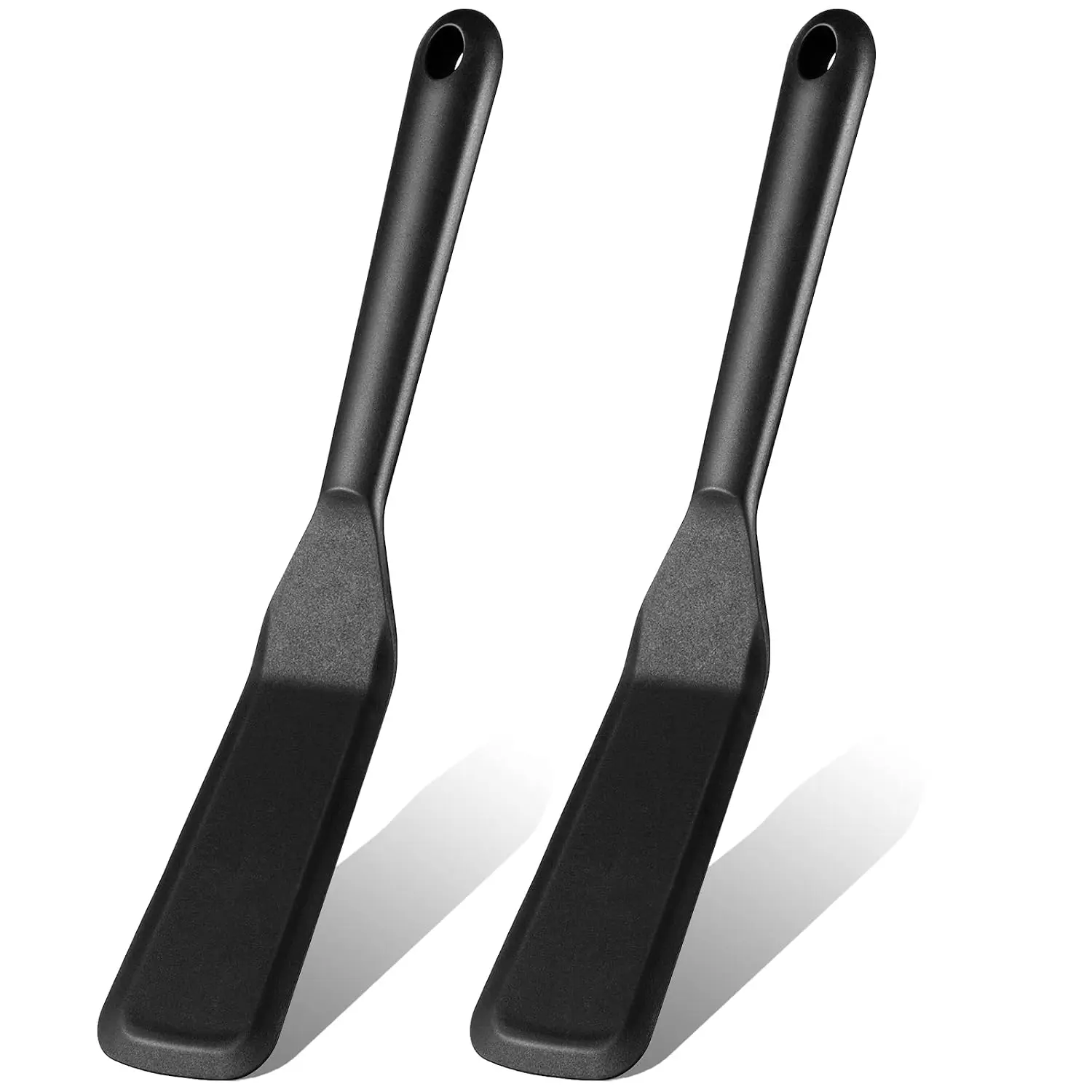 Silicone Thin Spatula Omelet Spatula Turner Long Crepe Spatula Heat Resistant Cooking Spatula Non Stick Pancake Spatula For Cooking Egg Burgers Pizza Pancake Steak Omelet Crepes (2, Black)